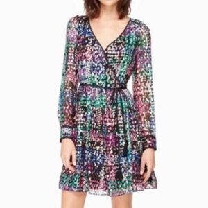 kate spade Multicolor Sequin-Effect Mini Faux Wrap Dress
